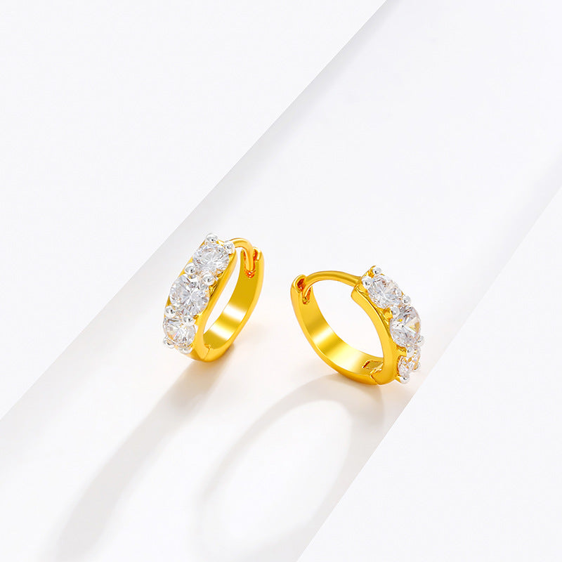 Wholesale Zircon Hoop Alloy Earrings