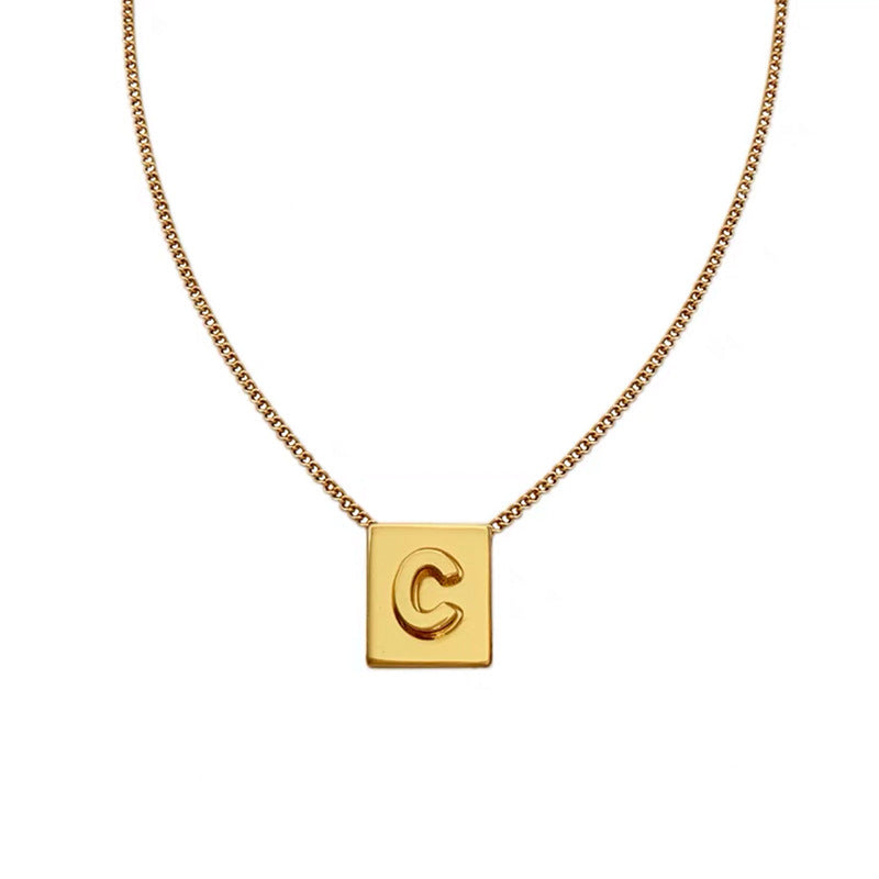 Wholesale Gold Square Letters Titanium Steel Necklace Clavicle Chain