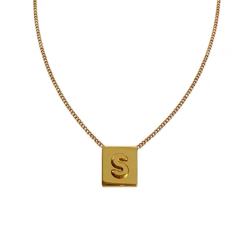 Wholesale Gold Square Letters Titanium Steel Necklace Clavicle Chain