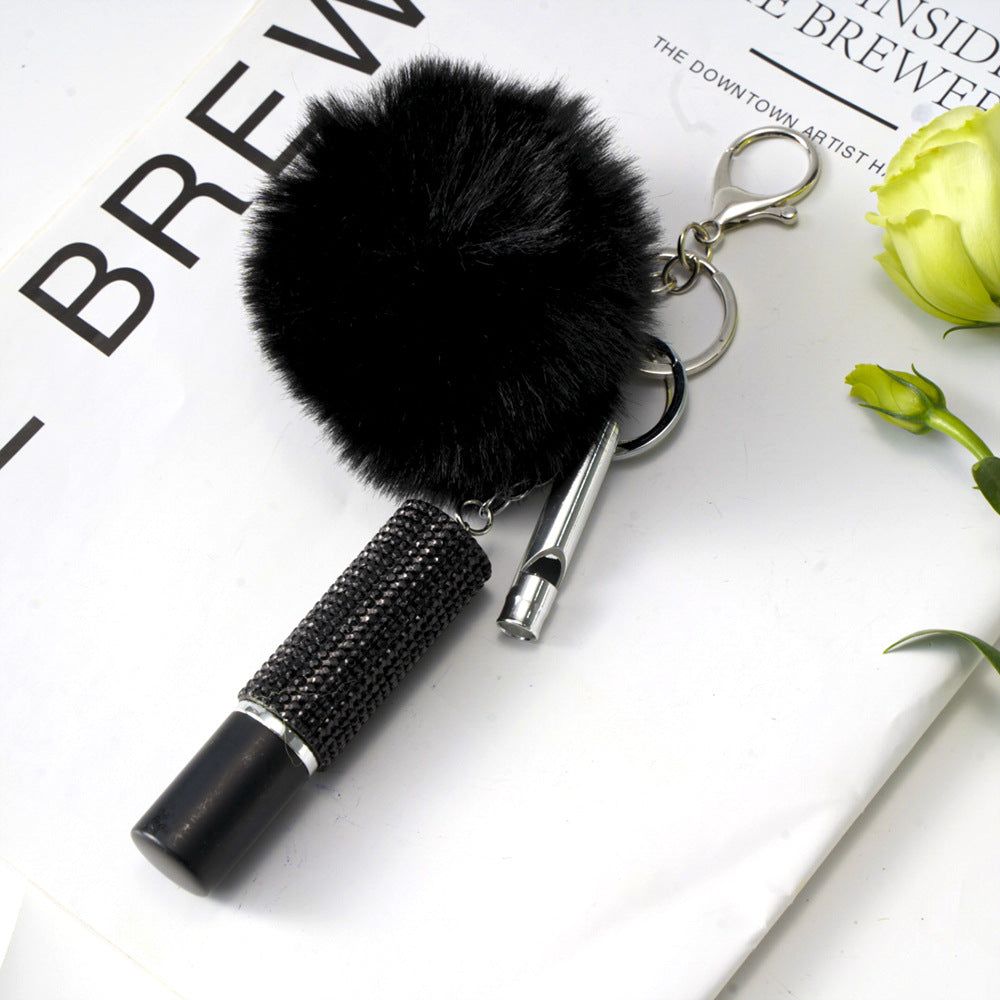 Wholesale Outdoor Perfume Bottle Diamond Keychain Fashion DIY Hair Ball 3-piece Pendant Set ACC-KC-ZhiYa007