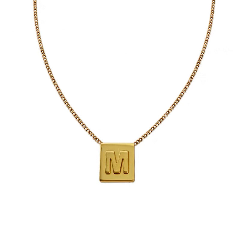 Wholesale Gold Square Letters Titanium Steel Necklace Clavicle Chain