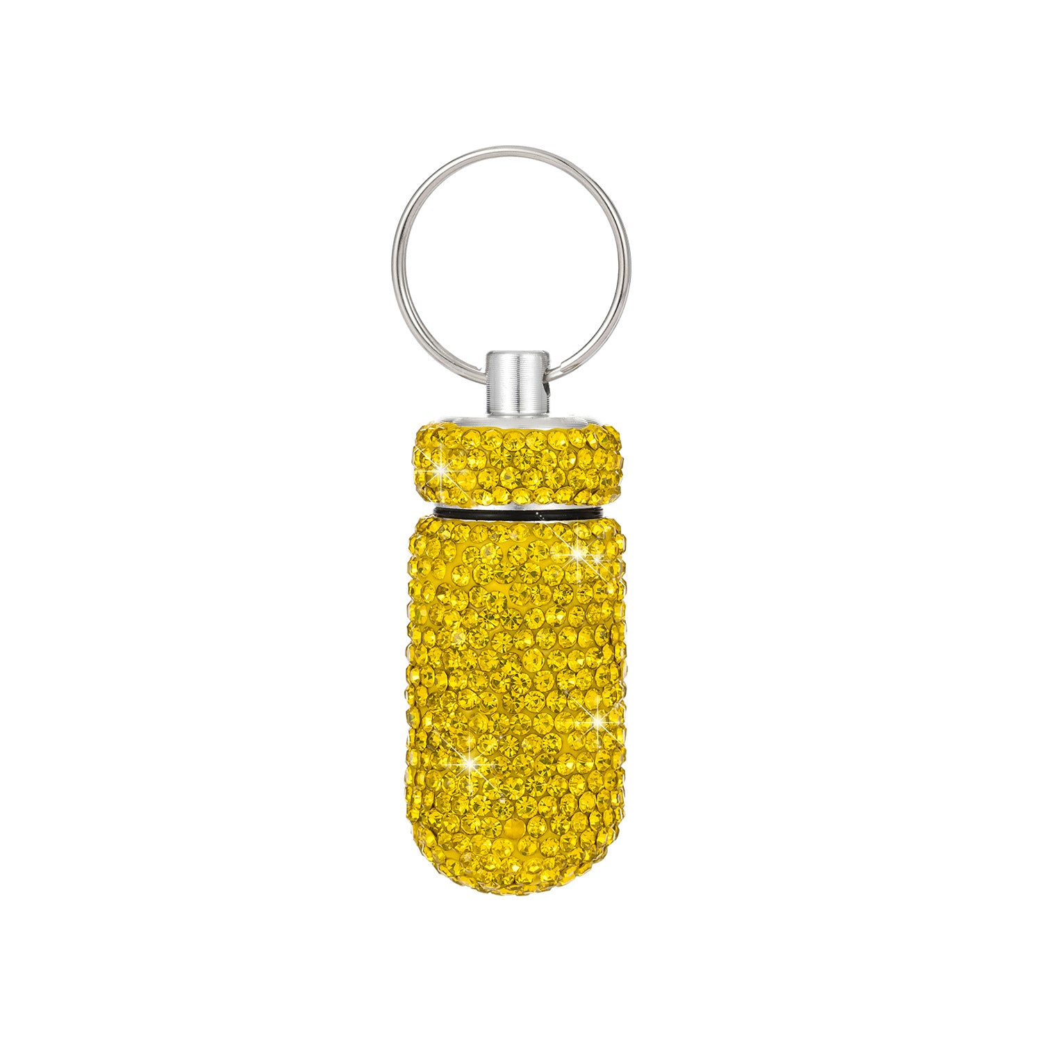 Wholesale Rhinestone Mini Medicine Bottle Portable Aluminum Alloy Medicine Jar Keychain ACC-KC-ZW002