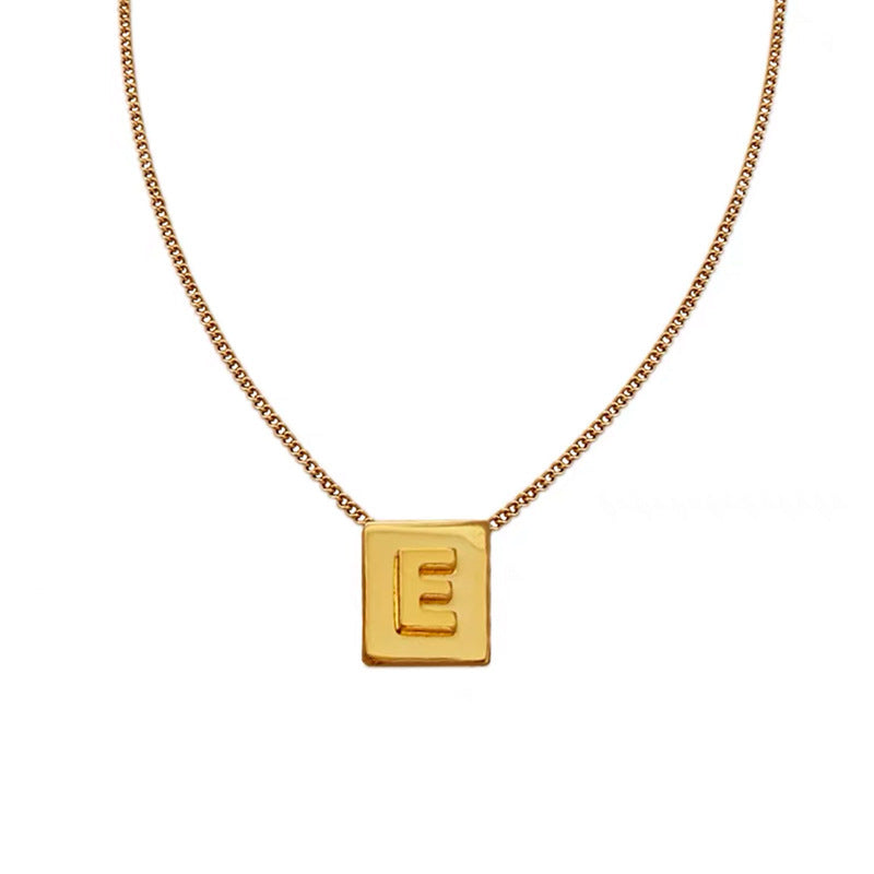 Wholesale Gold Square Letters Titanium Steel Necklace Clavicle Chain