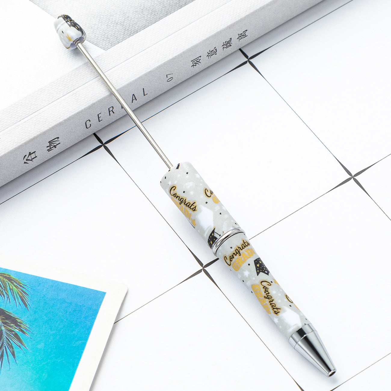 Wholesale Beadable Pens Graduation Print Plastic Pen DIY for Beaded ACC-BP-Huah137