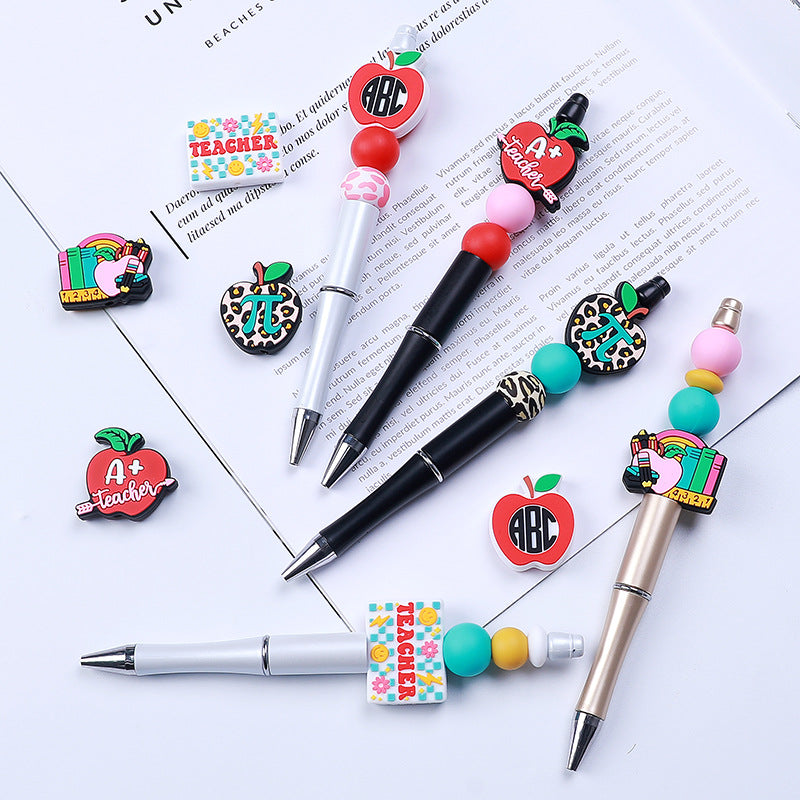 Wholesale of 20pcs Teacher Apple Pencil Π Silicone Beads Focal Beads ACC-BDS-HCX002