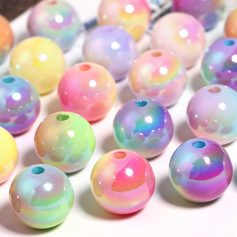Wholesale Random 50pcs 16mm Acrylic Round Beads UV Plated DIY Beads ACC-BDS-BLG007