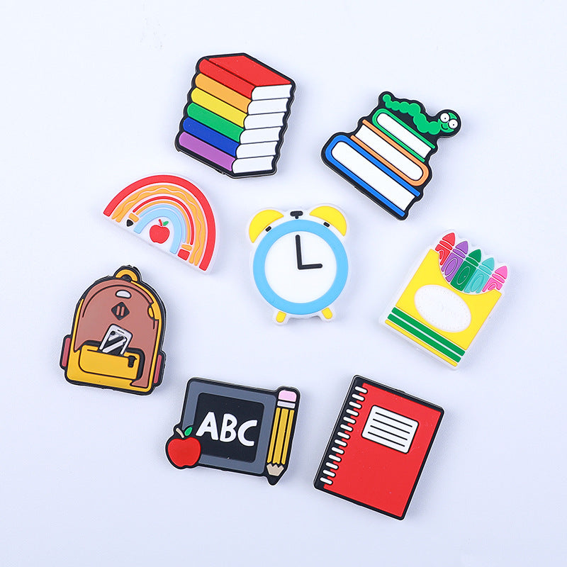 Wholesale of 20pcs Alarm Clocks for The Start of The School Season, Books, Crayons, Silicone Beads, Focal Beads ACC-BDS-HCX003