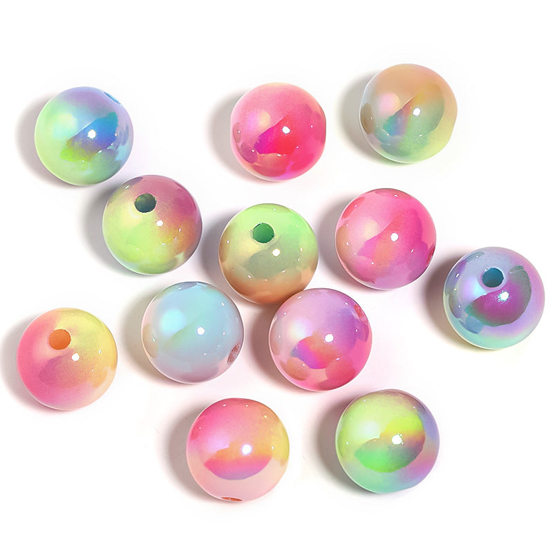Wholesale Random 50pcs 16mm Acrylic Round Beads UV Plated DIY Beads ACC-BDS-BLG007