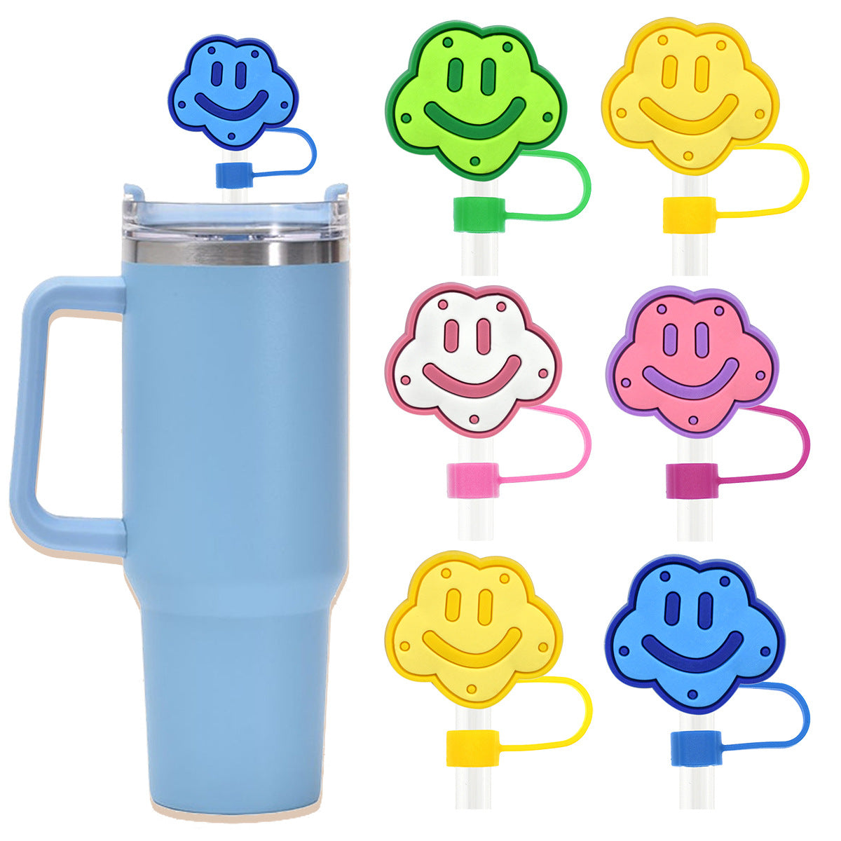 Wholesale Random 100pcs Cartoon Colorful Cloud 10mm Straw Buckle Soft Plastic Straw Decoration