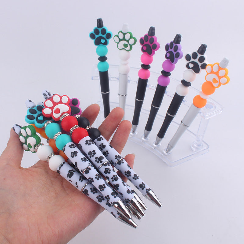 Wholesale Beaded Pens Cartoon Dog Paw Silicone Ballpoint Pen
