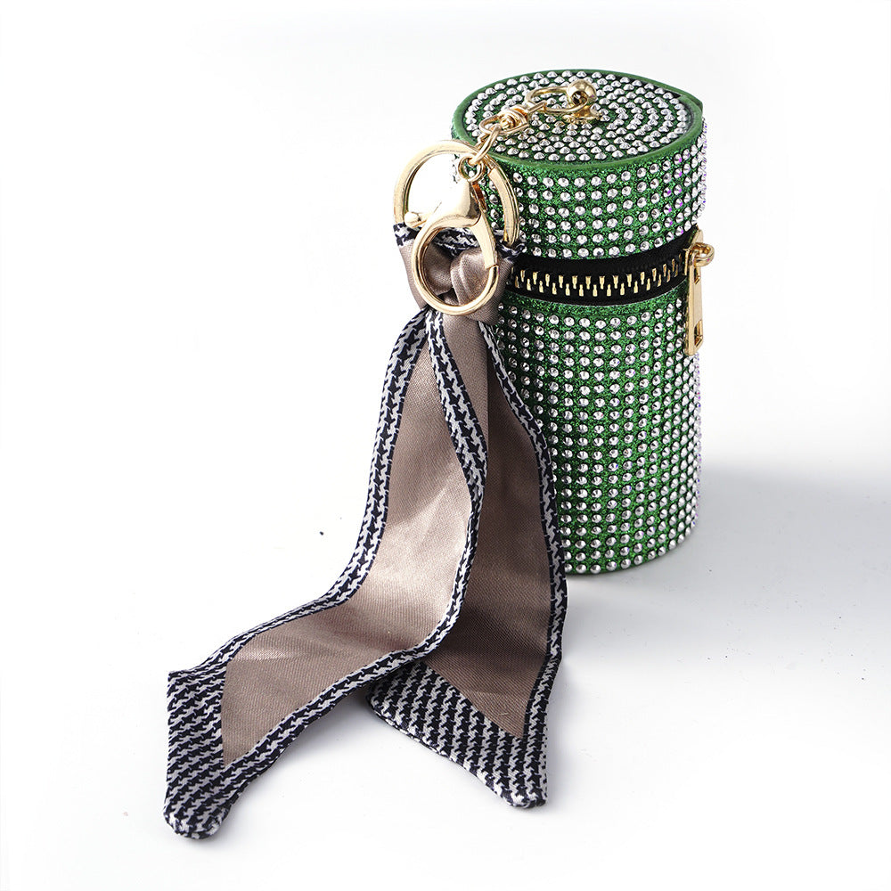 Wholesale New Light Luxury Diamond Lipstick Bag Coin Purse Keychain Ear Wire Silk Scarf A Diamond Bag Keychain Pendant ACC-KC-ZhiYa006