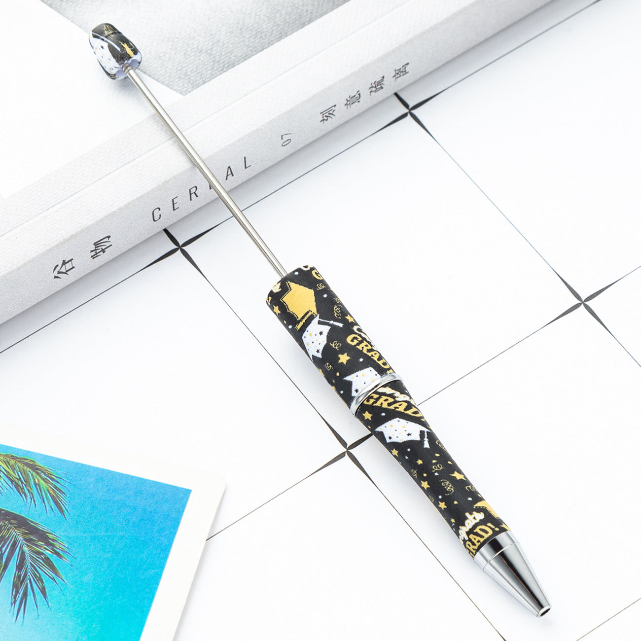 Wholesale Beadable Pens Graduation Print Plastic Pen DIY for Beaded ACC-BP-Huah137