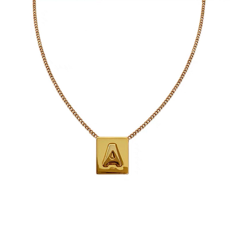 Wholesale Gold Square Letters Titanium Steel Necklace Clavicle Chain