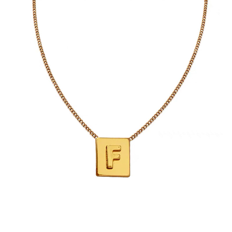 Wholesale Gold Square Letters Titanium Steel Necklace Clavicle Chain