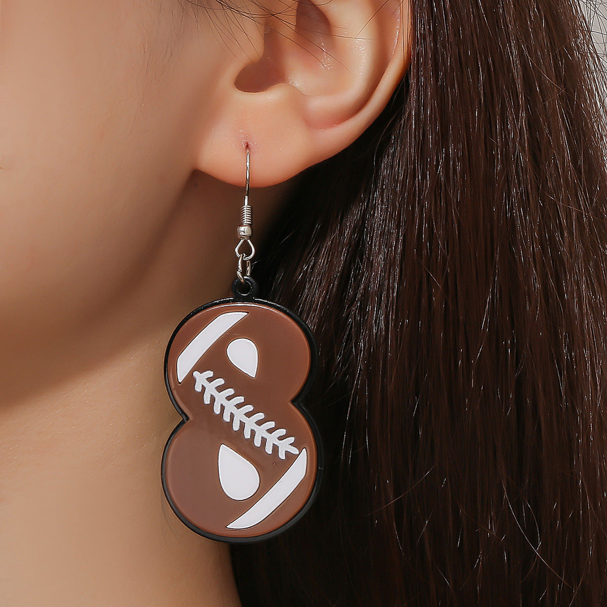Wholesale Sports Rugby Acrylic Football Earrings