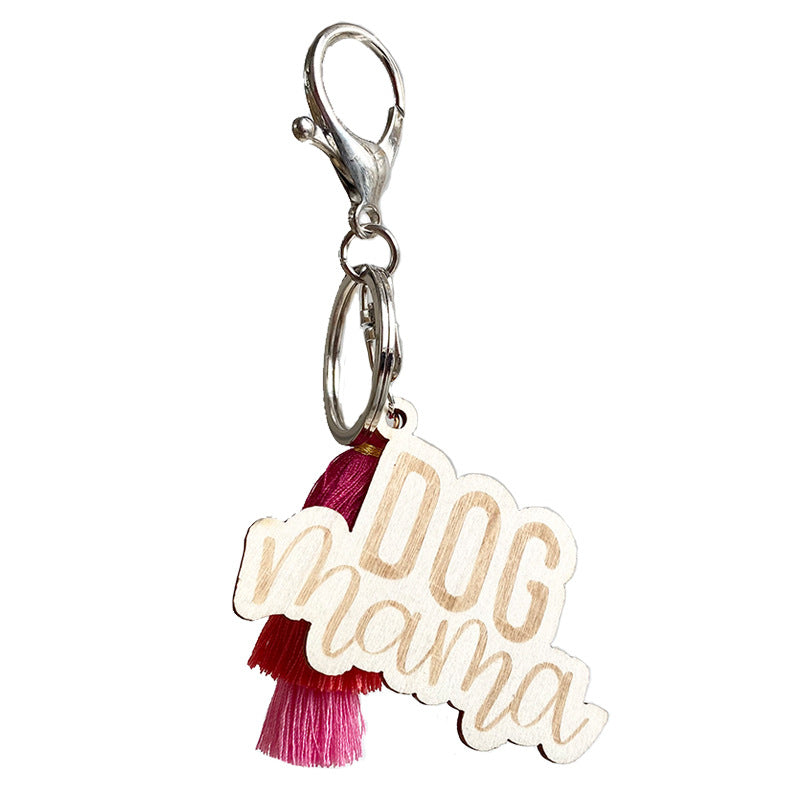 Wholesale of 3pcs/packDOG MAMA Colorful Tassels Wooden Keychain Mother's Day Gift ACC-KC-HY007