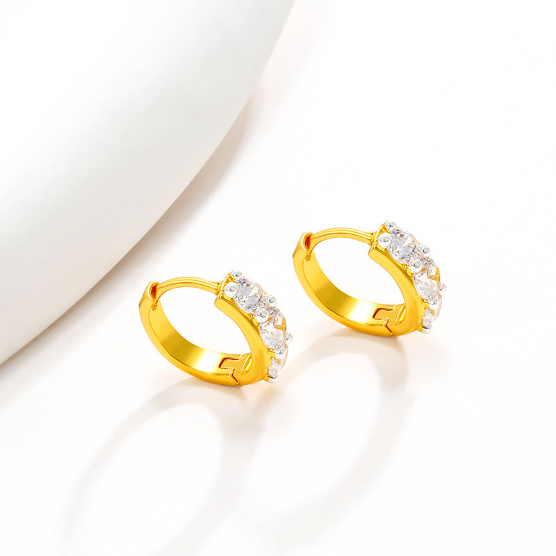 Wholesale Zircon Hoop Alloy Earrings