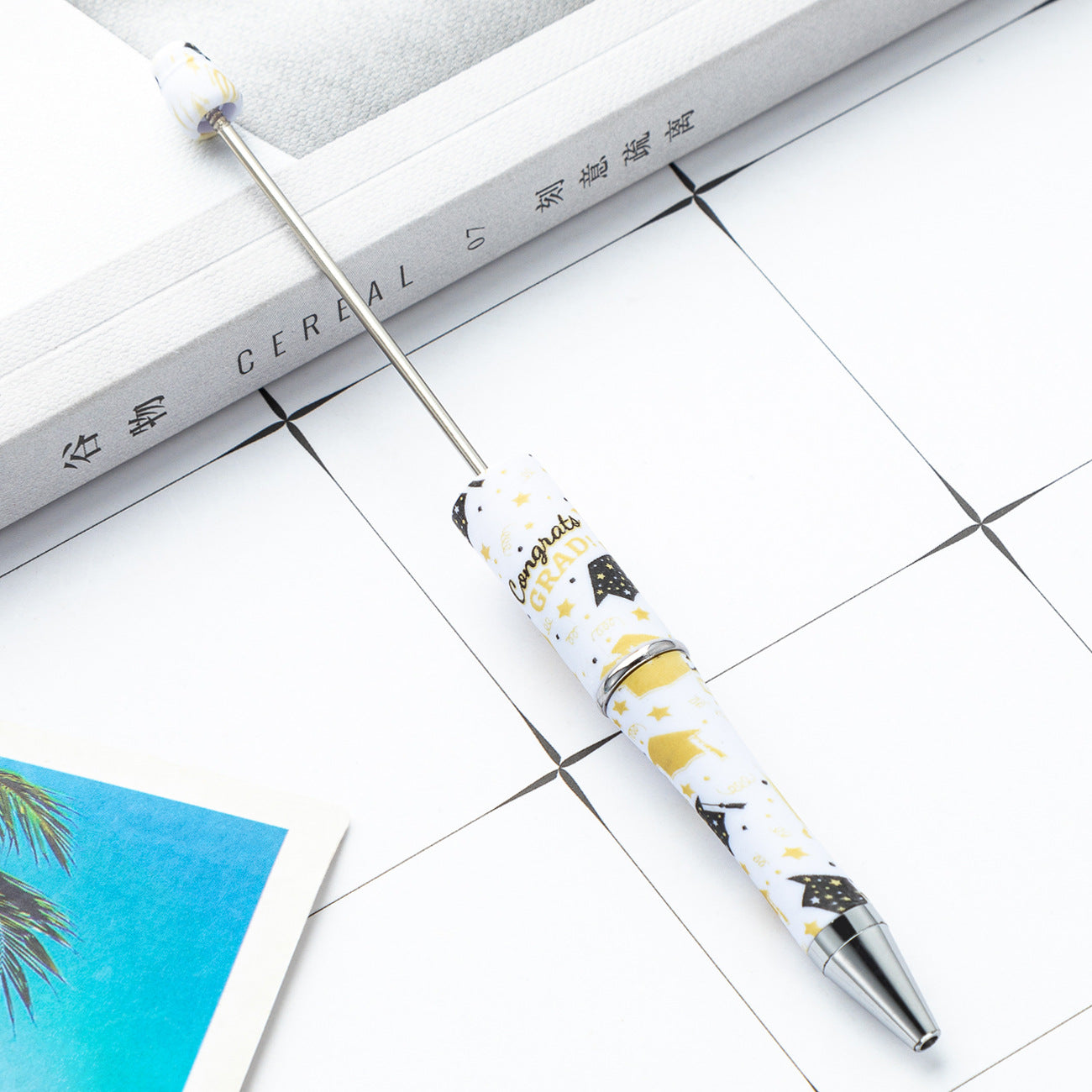 Wholesale Beadable Pens Graduation Print Plastic Pen DIY for Beaded ACC-BP-Huah137