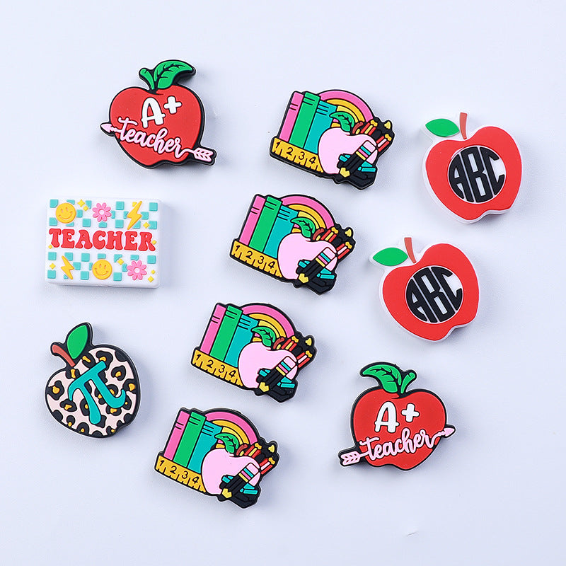 Wholesale of 20pcs Teacher Apple Pencil Π Silicone Beads Focal Beads ACC-BDS-HCX002