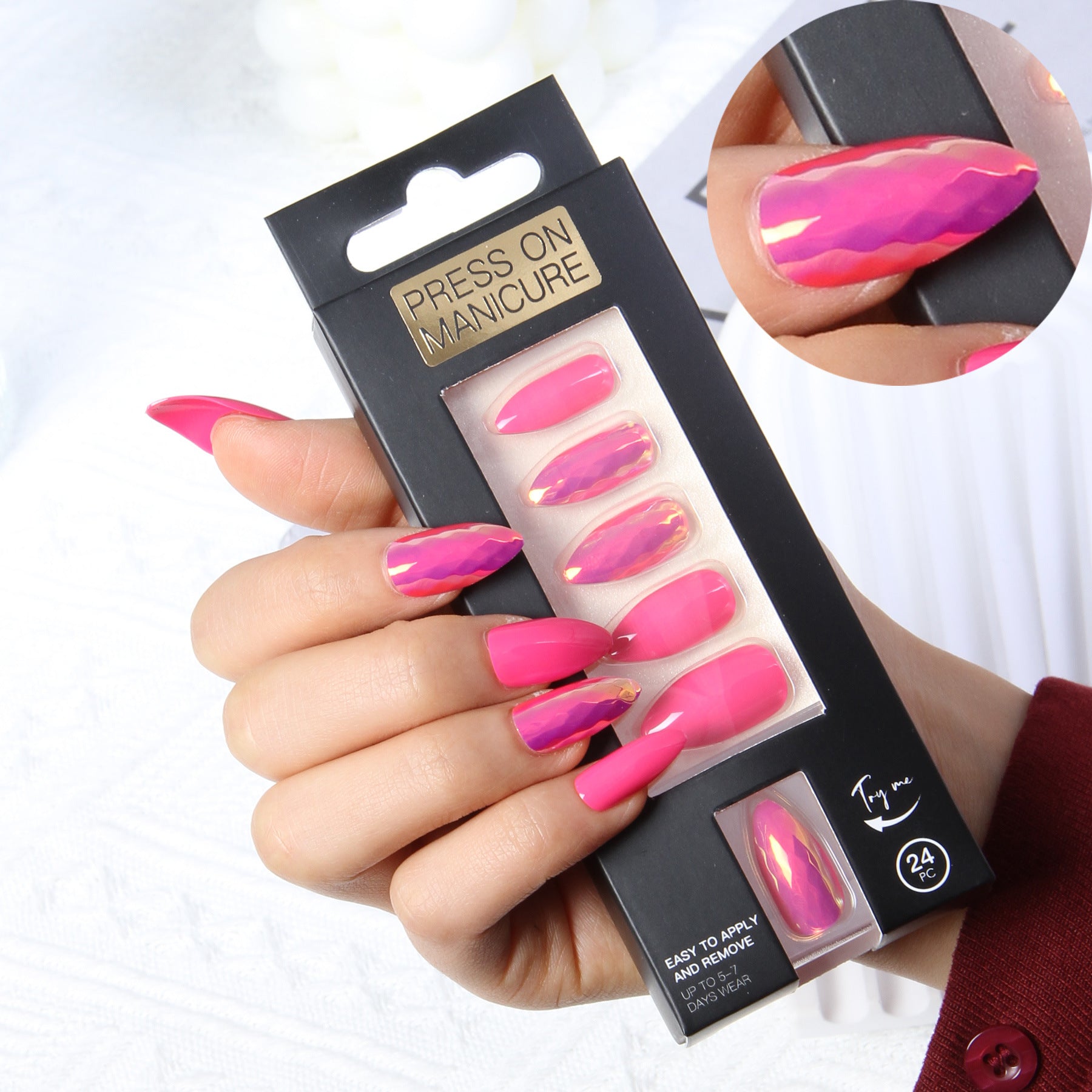 Wholesale Press on Nails Kits 24 Pieces of Scaly Plastic Nail Polish ACC-NS-XKQ001