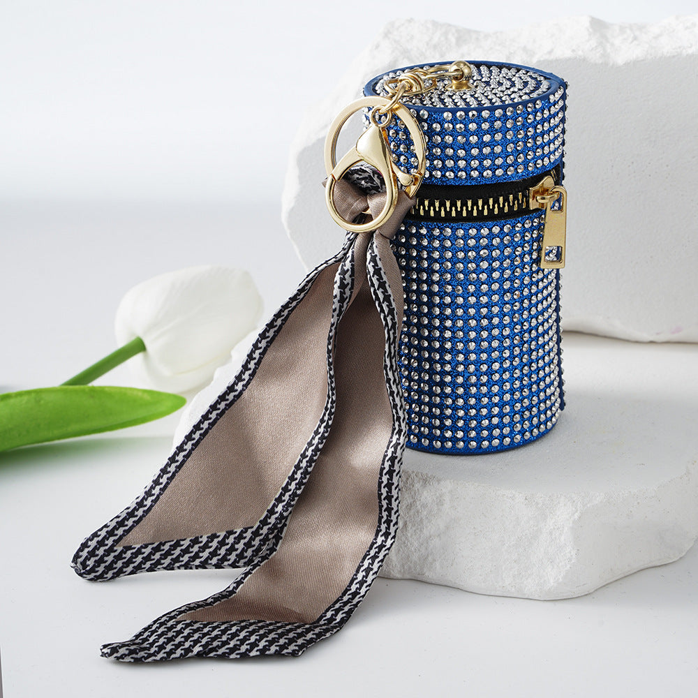Wholesale New Light Luxury Diamond Lipstick Bag Coin Purse Keychain Ear Wire Silk Scarf A Diamond Bag Keychain Pendant ACC-KC-ZhiYa006