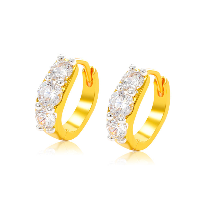 Wholesale Zircon Hoop Alloy Earrings