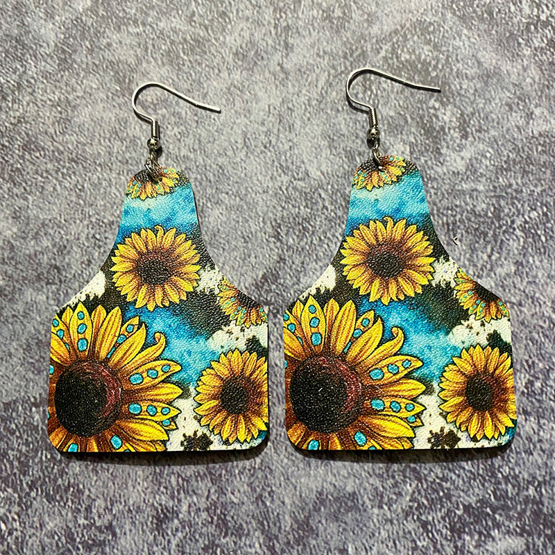 Wholesale Western Style Retro Leather Droplet Shaped Earrings ACC-ES-XinChuan007