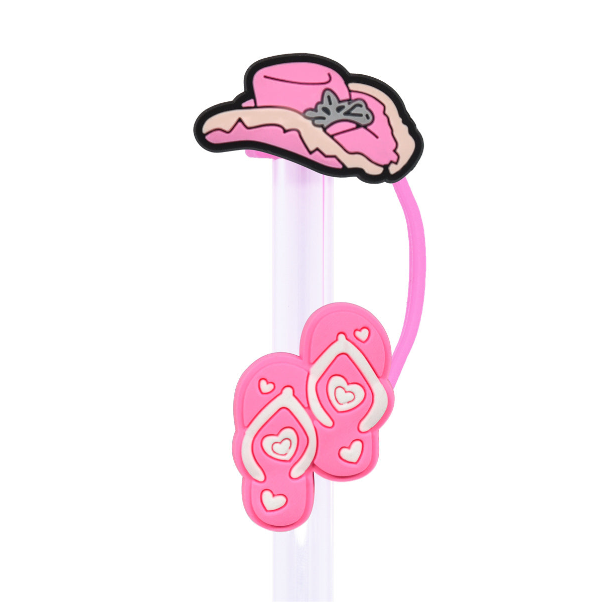 Wholesale Random 100PCS Cartoon Cowboy Hat with Cow Pattern 10mm Straw Buckle and Soft Rubber Straw Decoration