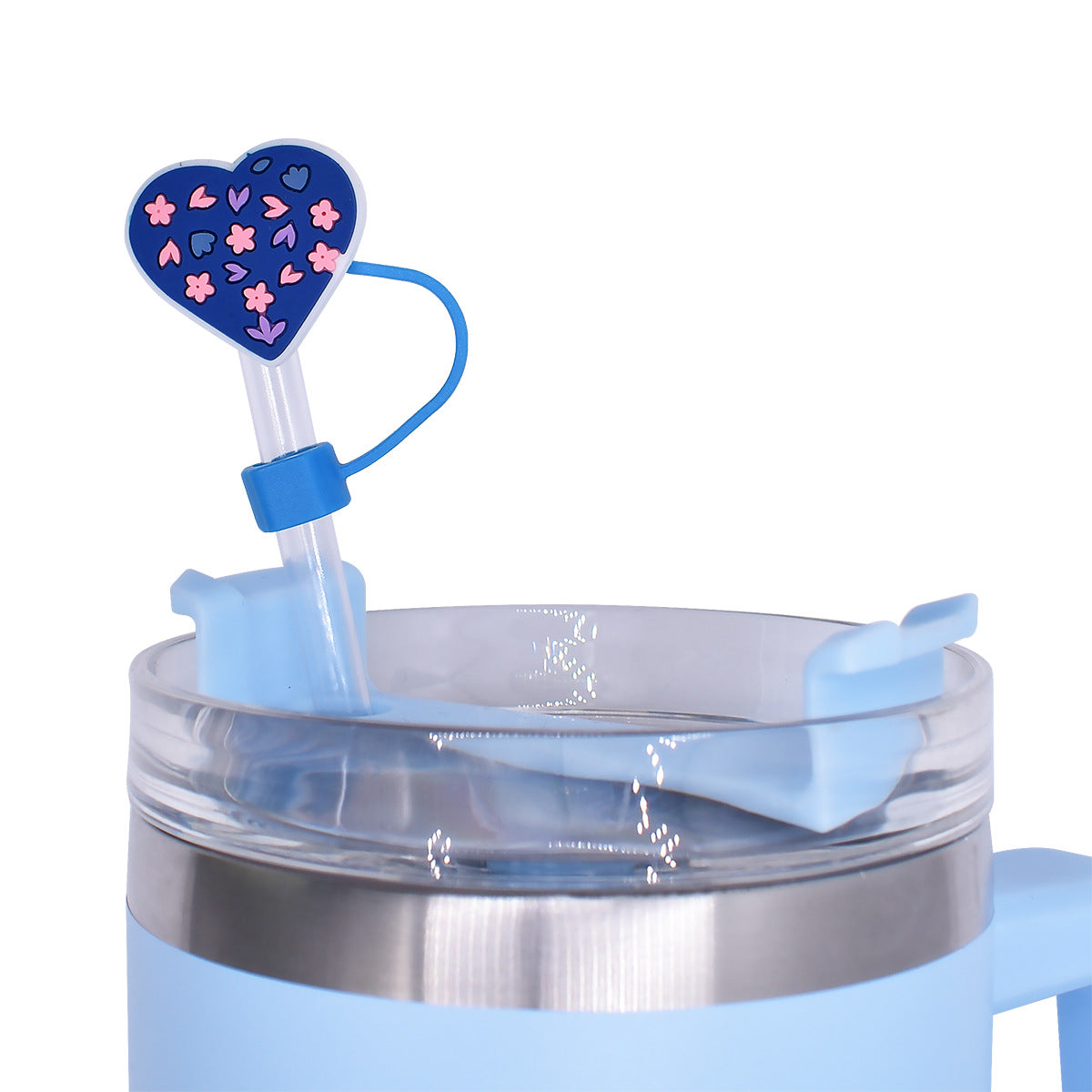 Wholesale Random 100pcs Valentine's Day Heart 10mm Straw Buckle Soft Plastic Straw Decoration