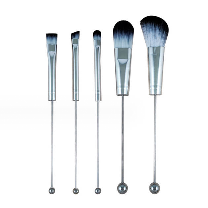 Wholesale 5 Brushes per Set Beaded Pole 3.15 inches Makeup Brush Set DIY Beadable Stainless Steel