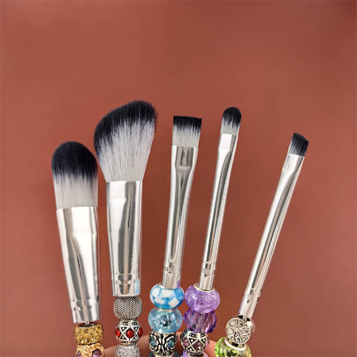 Wholesale 5 Brushes per Set Beaded Pole 3.15 inches Makeup Brush Set DIY Beadable Stainless Steel