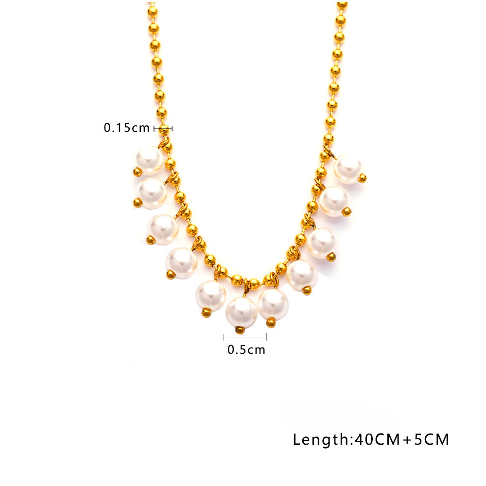 Wholesale Pearl Titanium Steel Necklace ACC-NE-Feif005