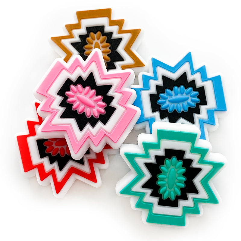 Wholesale 10pcs Aztec Western Style Silicone Focal Beads ACC-BDS-WDX209