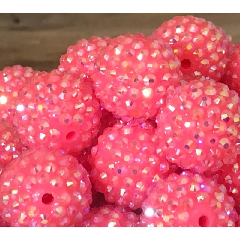 Wholesale 5PCS 20MM Resin Rhinestone Pink Diamond Balls ACC-BDS-NiJia026