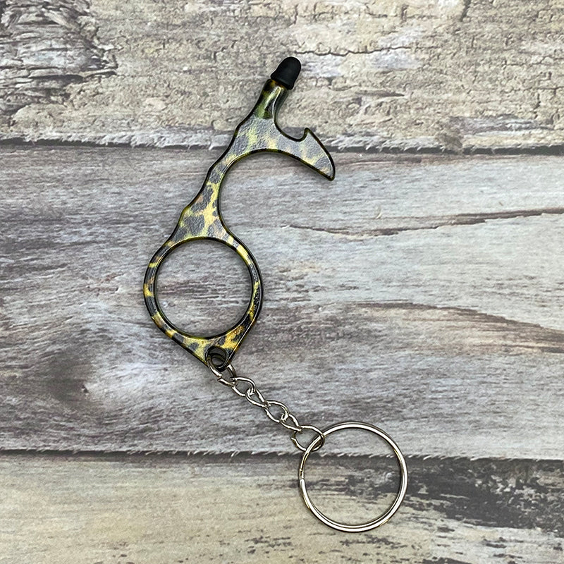 Wholesale Aluminum Alloy Leopard Print Camouflage Touch Screen Function Door Opener Bottle Opener Keychain ACC-KC-ChiP001