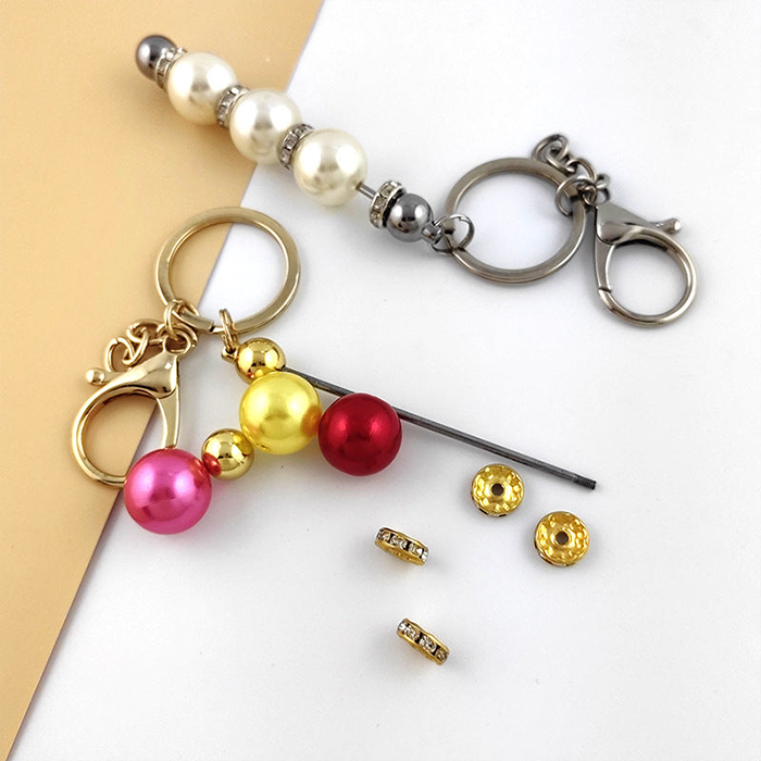 Wholesale 10pcs/100pcs Keychain Metal Beads Change Color DIY Keychain Bar