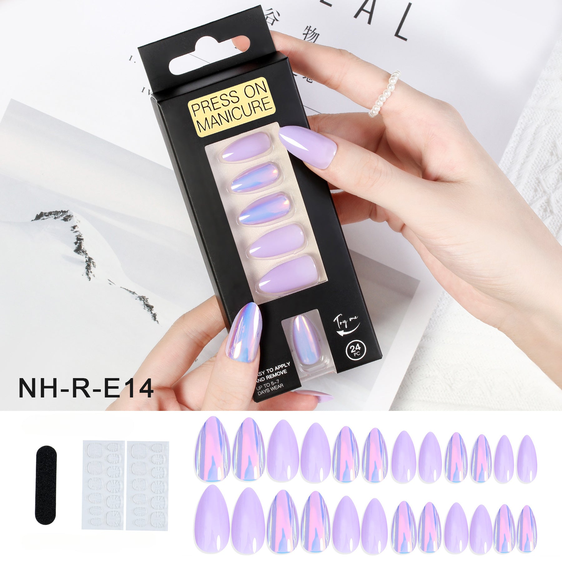 Wholesale Press on Nails Kits 24 Pieces of Scaly Plastic Nail Polish ACC-NS-XKQ001