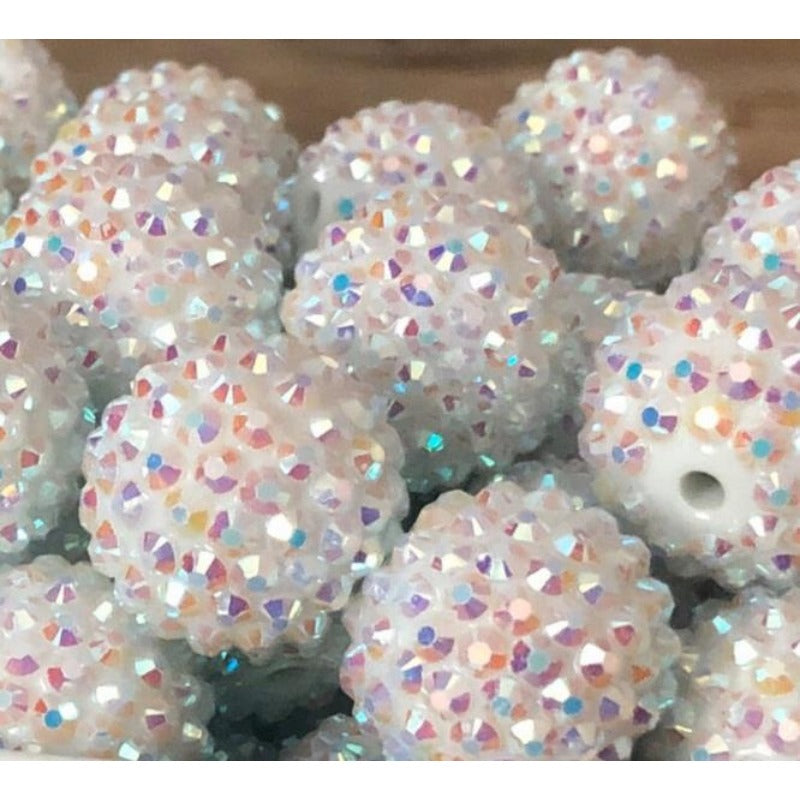 Wholesale 5PCS 20MM Resin Rhinestone Color White Diamond Beads ACC-BDS-NiJia023