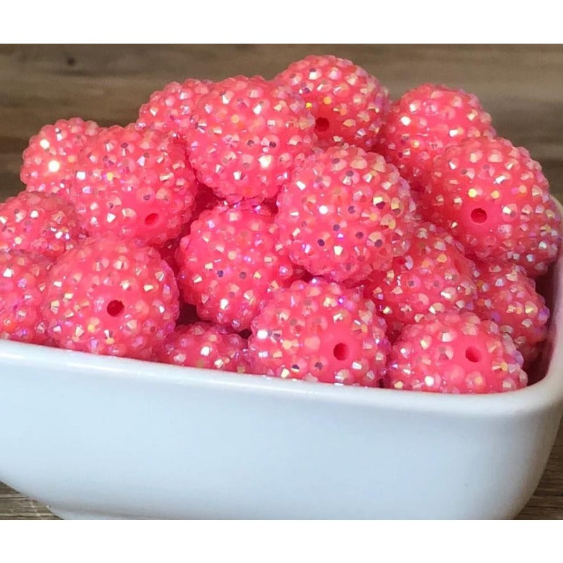 Wholesale 5PCS 20MM Resin Rhinestone Pink Diamond Balls ACC-BDS-NiJia026