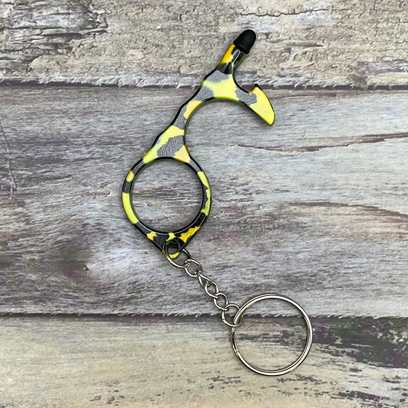 Wholesale Aluminum Alloy Leopard Print Camouflage Touch Screen Function Door Opener Bottle Opener Keychain ACC-KC-ChiP001