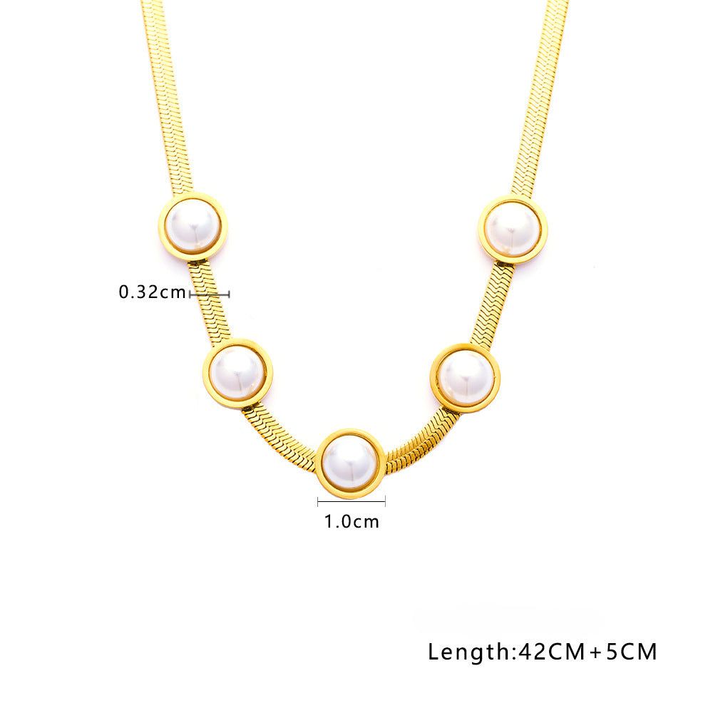 Wholesale Pearl Titanium Steel Necklace ACC-NE-Feif005