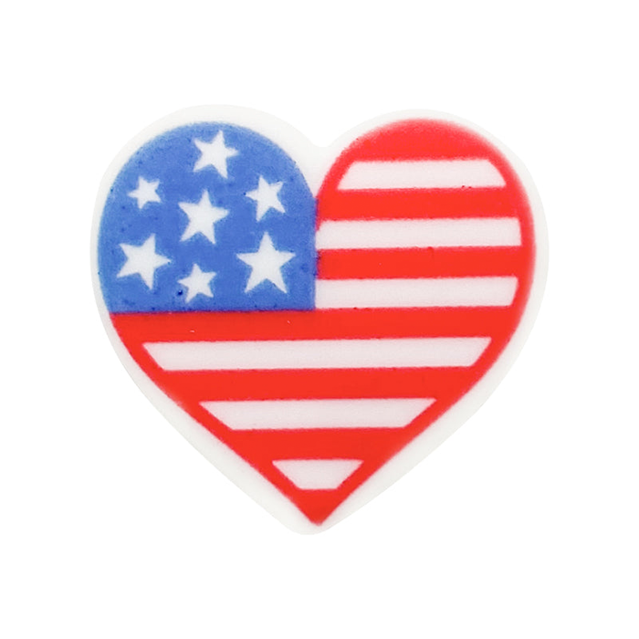 Wholesale 10pcs Independence Day Flag Printing Silicone Focal beads